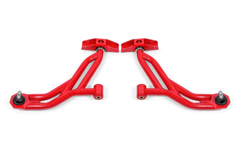 BMR 10-14 Ford Mustang Non-Adj. Lower A-Arms Delrin/Rod End w/ 19mm Tall Ball Joint - Red