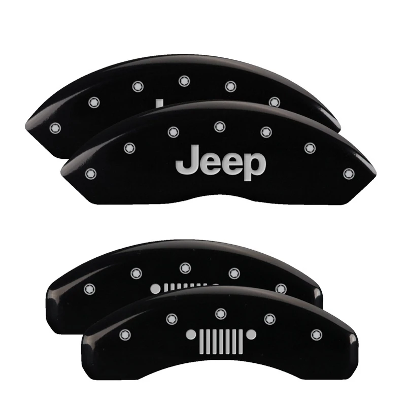 MGP 4 Bremse Caliper Abdeckungen Graviert Vorne Jeep Hinten Grill Logo Schwarz Finish Silber Char 2018 Jeep Wrangler