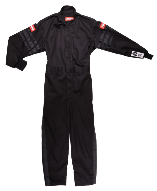 RaceQuip schwarzes SFI-1 JR. Anzug - KLarge