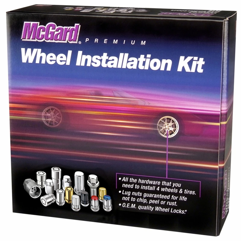 McGard 5-Loch-Hex-Installationskit mit Schlössern (Kegel-Sitz-Mutter / Wulst) M12X1,5 / 3/4 Hex / 1,45 Zoll L - Schwarz