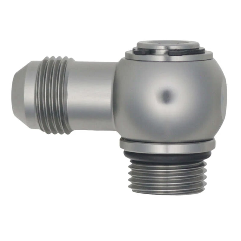 DeatschWerks 8AN ORB-Männlich auf 8AN Männlich Flare Low Profile 90-Grad Swivel - eloxiertes DW Titan