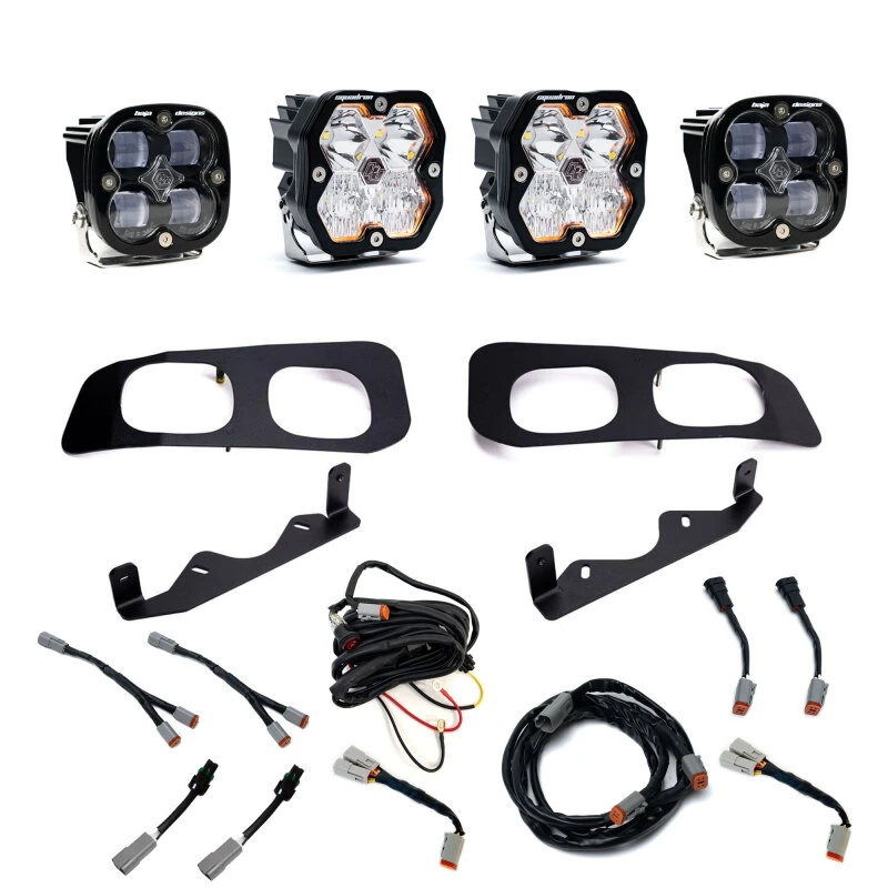 Baja Designs 23-25 Ford Super Duty Squadron Sport/SAE 2.0 Dual Fog Pocket Kit (Diving/Combo) - Clear