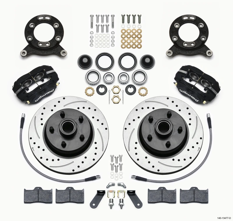 Wilwood Forged Dynalite-M Front-Kit 11,30 Zoll 1-teiliger Rotor&Hub-Bohrung 70-73 Mustang Disc & Drum Spindel