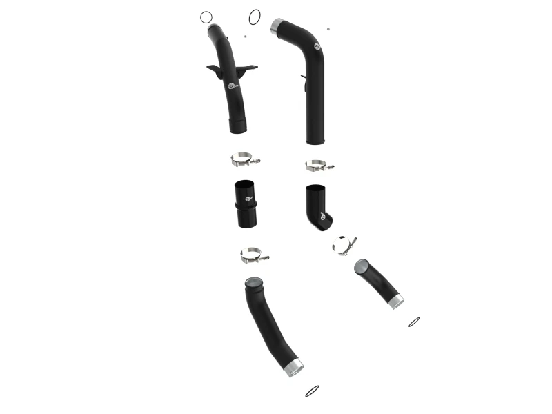 aFe RAM 1500 20-22 V6-3.0L (td) BladeRunner 2-1/2 Zoll & 3 Zoll Aluminium Heiß- und Kaltlufteinlassrohr-Kit Schwarz