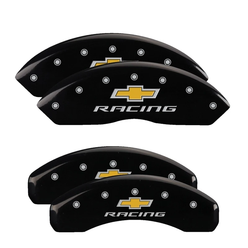 MGP 4 Bremse Caliper Abdeckungen Graviert V & H Chevy Racing Schwarz Finish Silber Char 2017 Chevrolet Camaro