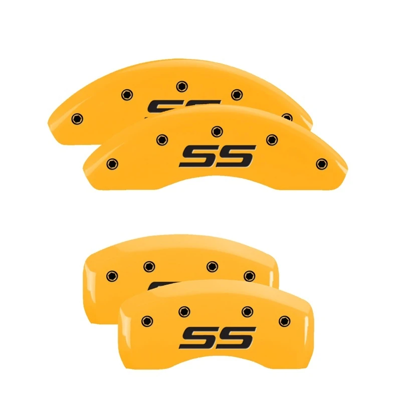 mgp_14050SSS4YL-679680e0cfe86 MGP 4 Caliper Covers Engraved Front & Rear Monte Carlo SS Yellow Finish Black Char 2002 Chevy Impala