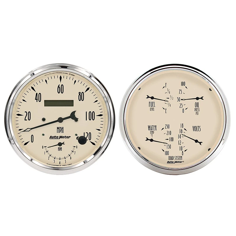 Autometer Antique Beige Quad & Tach/Speedo 5in. - 2 Pc.