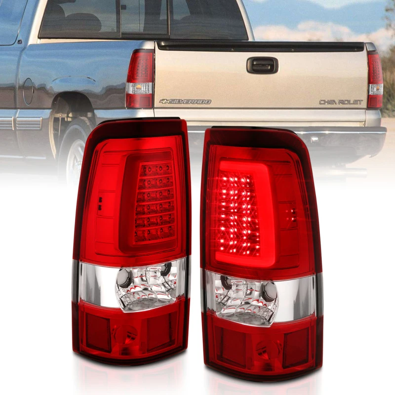 ANZO 2003-2006 Chevy Silverado 1500 LED-Rückfahrscheinwerfer im Plank-Style-Chrom mit roter/klarer Linse