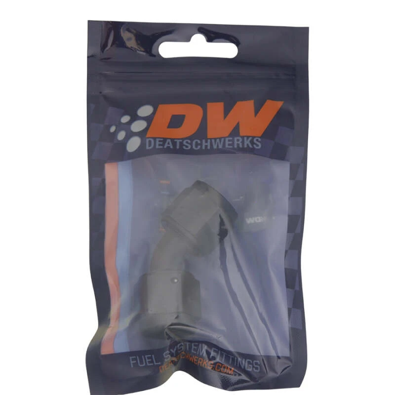 DeatschWerks 8AN Flare Female Swivel 45-Grad zu 8AN Flare Female Swivel - Anodisiert Matt Schwarz