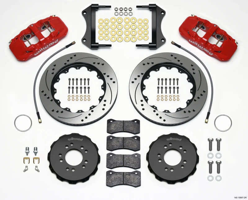 Wilwood AERO6 Vordere Hut Kit 14,25 Bohrungen Rot 2014- Corvette C7 mit Leitungen