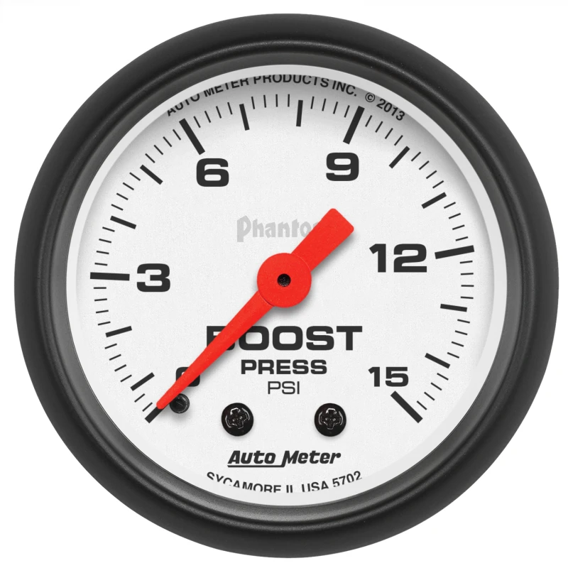 Autometer Phantom 52mm 0-15PSI Mechanical Boost Pressure Gauge