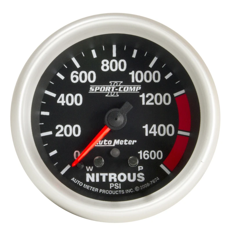 Autometer Sport-Comp II Pro Control 2-5/8in 1600 PSI Nitrousdruckmanometer mit Peak und Warn