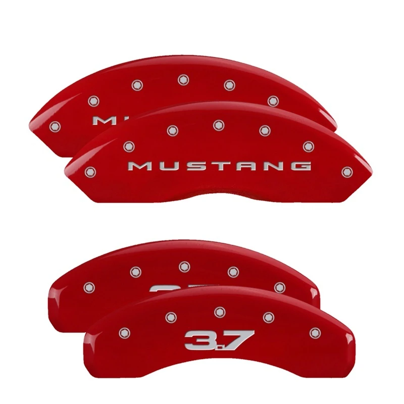MGP 4 Bremse Caliper-Abdeckungen Graviert Vorne 2015/Mustang Graviert Hinten 2015/37 Rote Finish Silber
