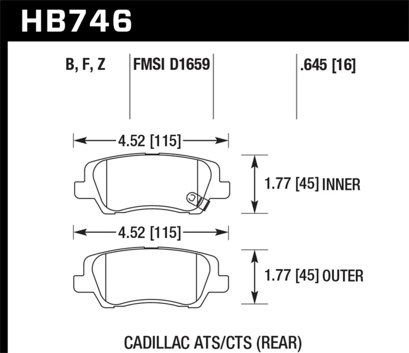 Hawk Cadillac 13-16 ATS / 14-15 CTS Performance Keramik Bremsbeläge hinten