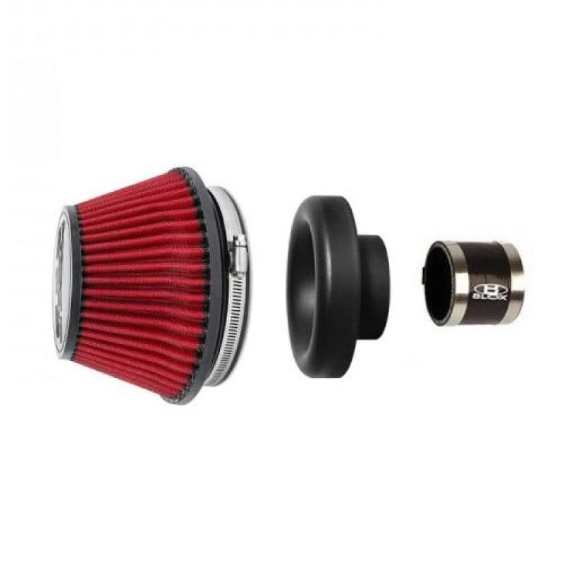 BLOX Racing Shorty Performance 5in Air Filter mit 3,5in Velocity Stack und Coupler Kit – Schwarz