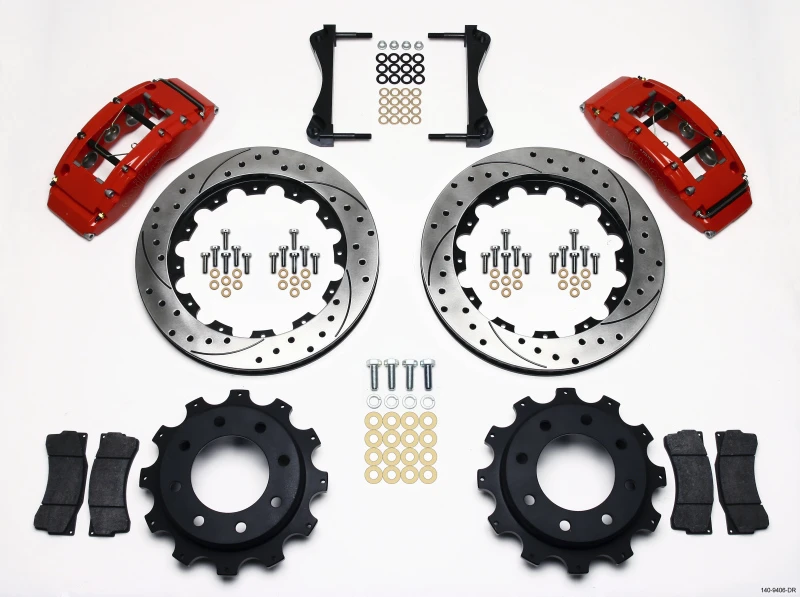 Wilwood TC6R Hinterrad-Bremse-Kit 16,00 Zoll gebohrt rot 1999-2010 GM Trk 2500 HD 4,84 Zentrierung