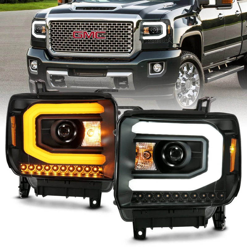 ANZO GMC SIERRA 1500 14-15 2500H/15-19 Projektor-Scheinwerfer Plank Style Schwarz mit Switchback (Halogen)