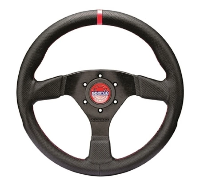 Sparco Lenkrad R383 Champion Schwarz Leder / Roten Nähten