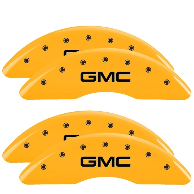 mgp_34003SGMCYL-679769844c904 MGP 4 Bremse Caliper Abdeckungen Graviert Vorne & Hinten GMC Gelb Finish Schwarz ch