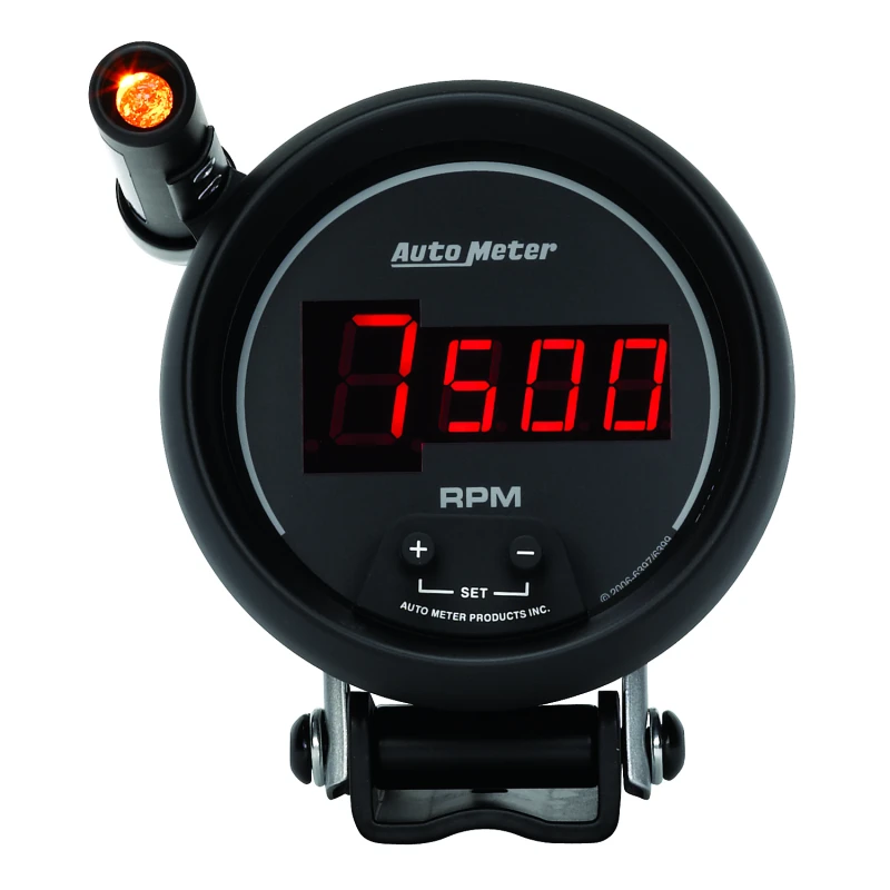 Autometer Quick-Lite Digital 10K RPM Pedestal Mount 3 3/4in Tachometer Black Dial w/ Red LED