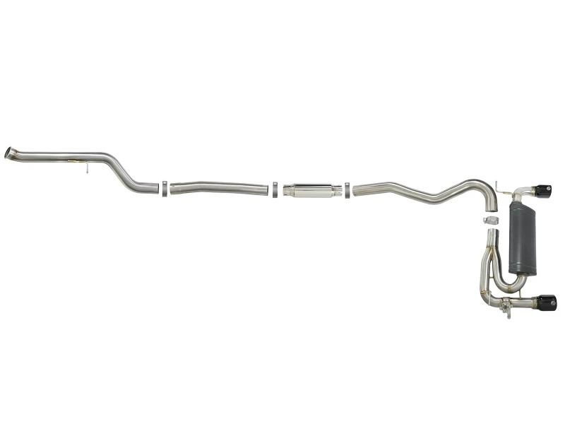 aFe MACH Force-Xp 3 Zoll 304 SS Kat-Endschalldämpfer mit schwarzen Endrohren 12-15 BMW 335i (F30) L6 3.0L (t) N55