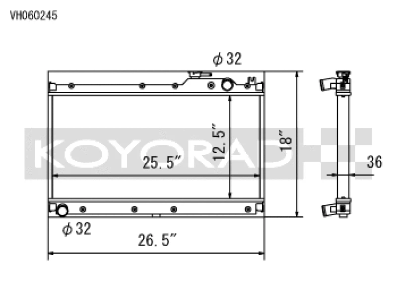 Koyo All-Aluminium Racing Kühler für 1989–1997 Mazda MX-5 Miata 1.6/1.8L (MT)