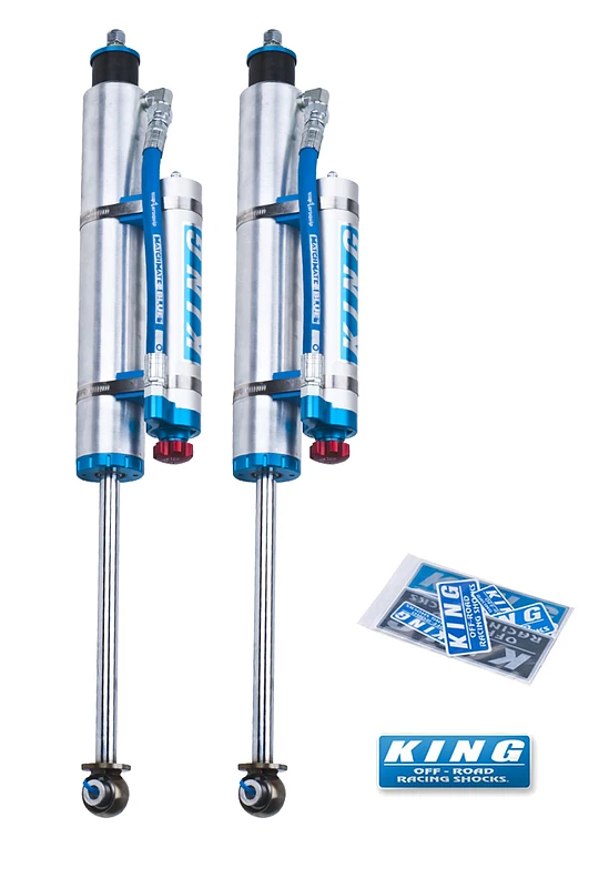King Shocks Front 2.5 Dia Piggy Hose Reservoir Shock for 97-06 Jeep Wrangler TJ 3-5in Lift with Adjuster (Pair)