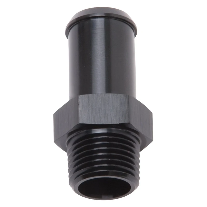Edelbrock Schlauch-Endstück gerade 3/8 Zoll NPT auf 5/8 Zoll Barb schwarz eloxiert