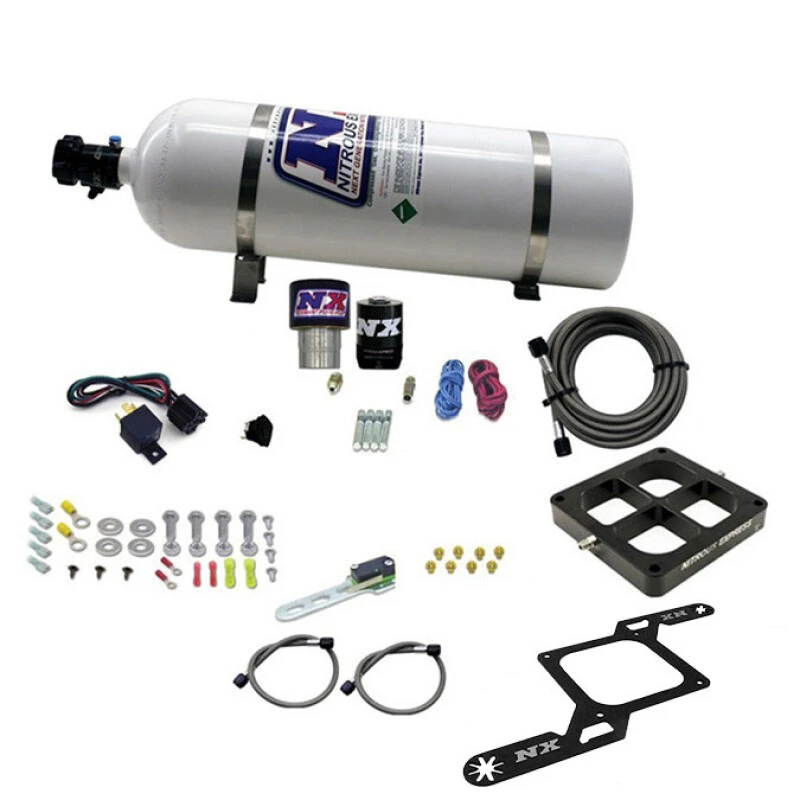 Nitrous Express Single Entry Crossbar RNC .178 4500 Flange Nitrous Kit (250-650HP) w/15lb Bottle