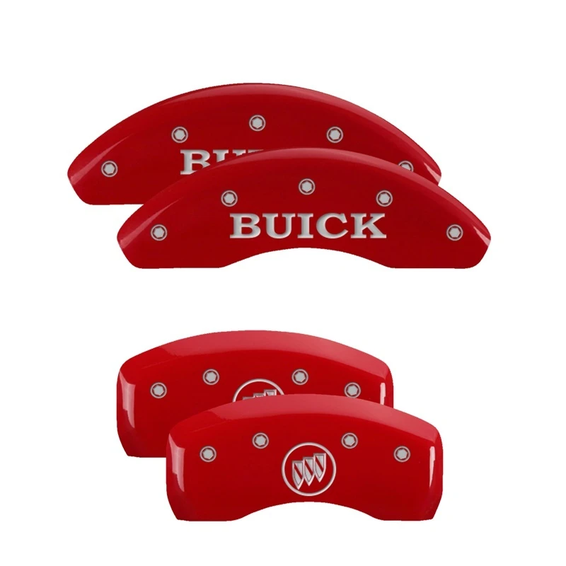 MGP 4 Bremssattel-Abdeckungen mit Gravur vorne Buick hinten rot lackiert silber Char 2002 Buick LeSabre