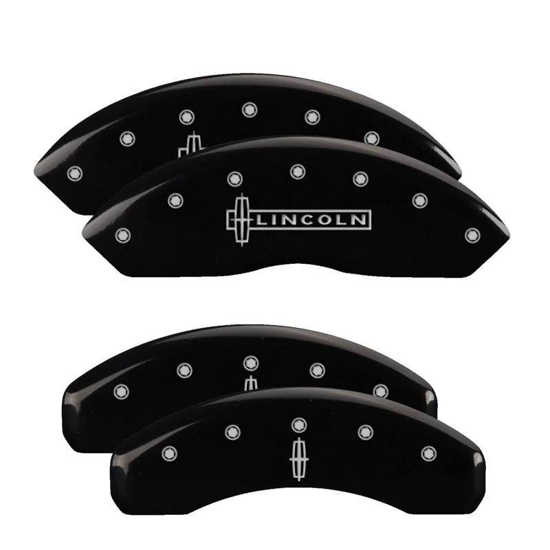 MGP 4 Bremssattel-Abdeckungen Graviert Vorne Lincoln Graviert Hinten Stern-Logo Schwarz silber