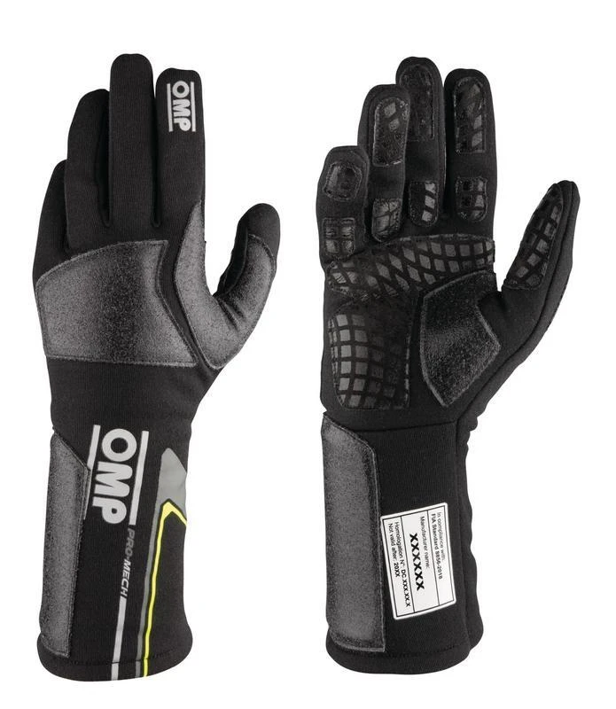 OMP Pro Mech-S Gloves Fia 8856-2018 Fluo Yellow Sz M