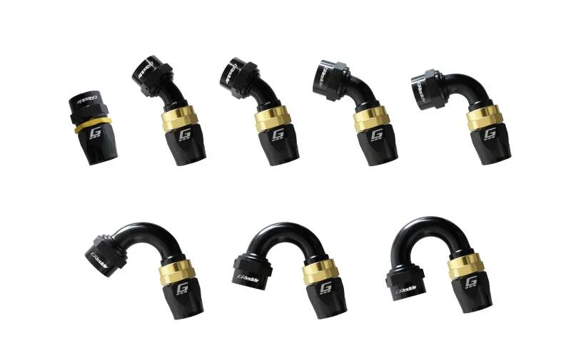 GReddy AN06 150 DEGREE HOSE END SWIVEL BLACK/GOLD ANODIZED