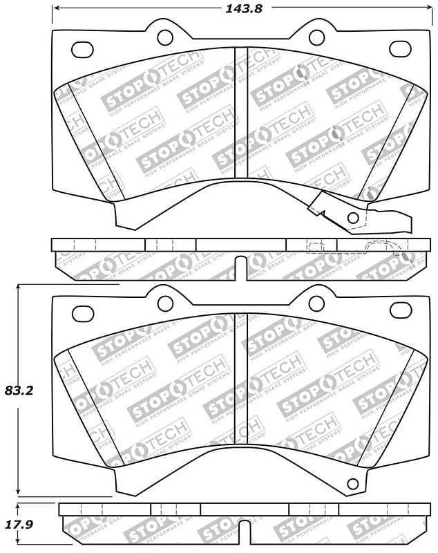 StopTech 13-18 Toyota Land Cruiser Performance Front Brake Pads