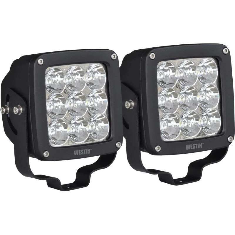 Westin Axis LED Auxiliary Light 4.5 inch x 4.5 inch Square Spot w/3W Osram (Set of 2) - Black