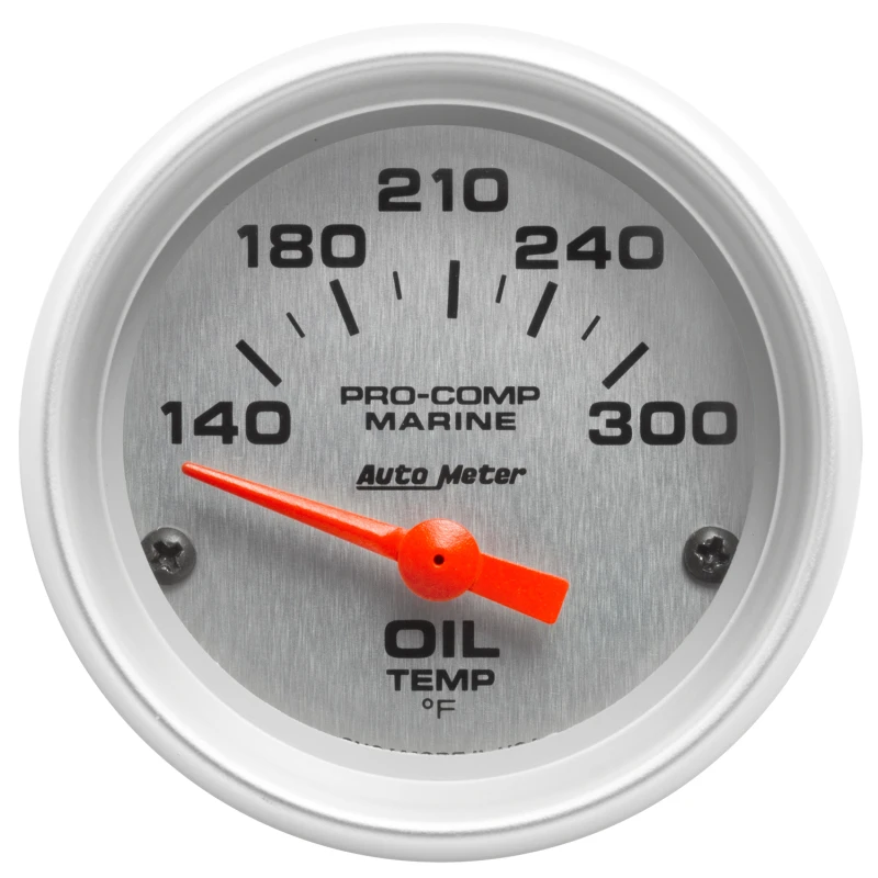 Autometer Marine Silver Ultra-Lite 2-1/16in Electric Oil Temperature Gauge 140-300 Deg F