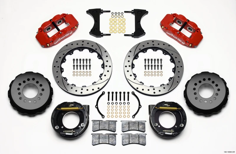Wilwood Narrow Superlite 4R Hintere P-Bremse Kit 12,88 Zoll Bohrungen Roter Chevy C-10 2,42 Versatz 5-Loch