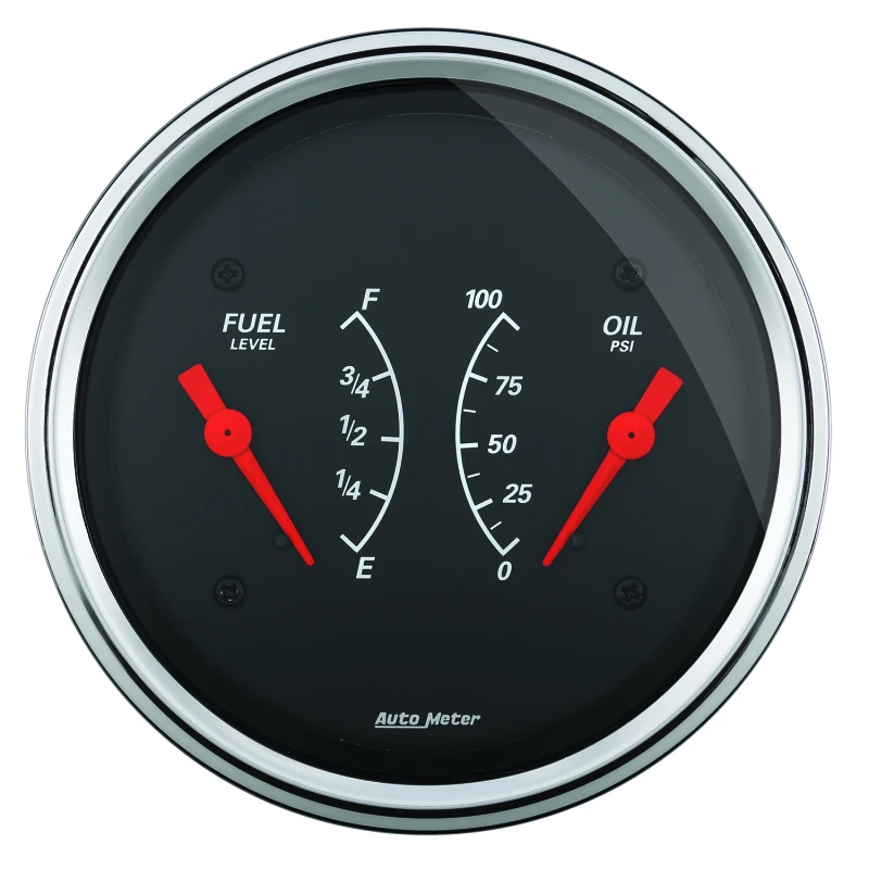 AutoMeter-Doppel-Anzeige für Kraftstoff und Öl 3-3/8 Zoll 0 Ohm(e) bis 90 Ohm(f) & 100PSI Elektronisch Designer Schwarz