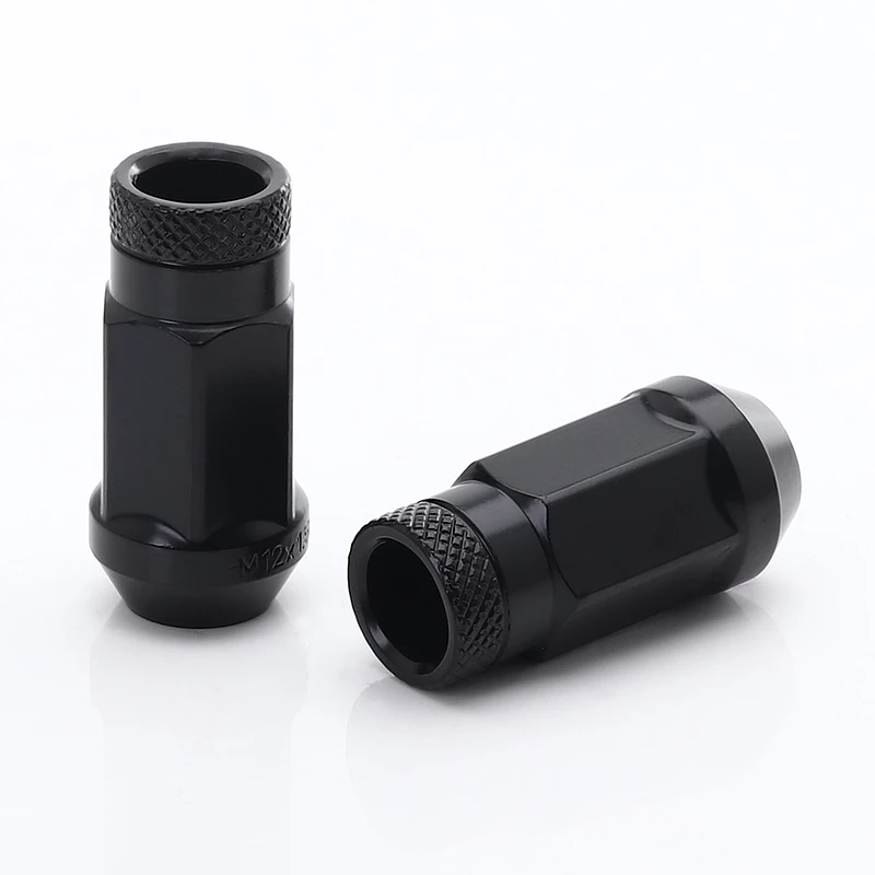 JR Stahl Lug Nuts Radmuttern für Honda, Mitsubishi, Toyota (M12x1.5) Schwarz offen