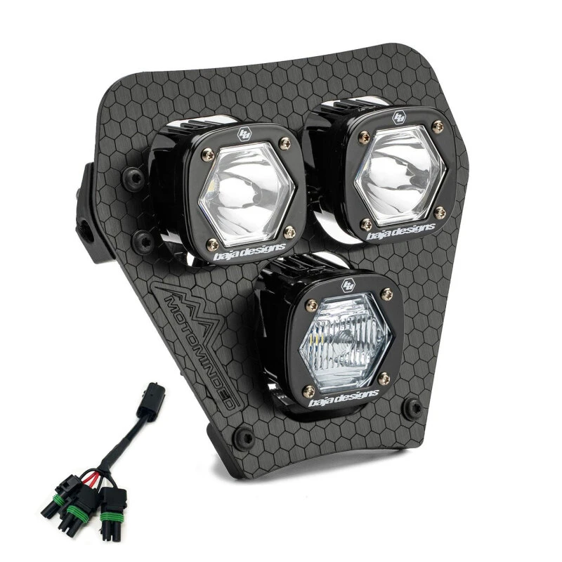 Baja Designs 24-25 KTM EXC-F Triple S1 Hydra (D/C) LED Headlight Kit w/ Hi-Low Harness - Clear