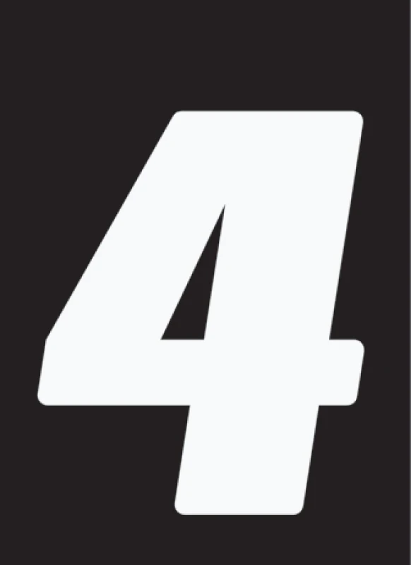 Hardline Dirt Digits 3er Pack 5,5 Zoll – Hochglanz Nummer 4 – Weiß