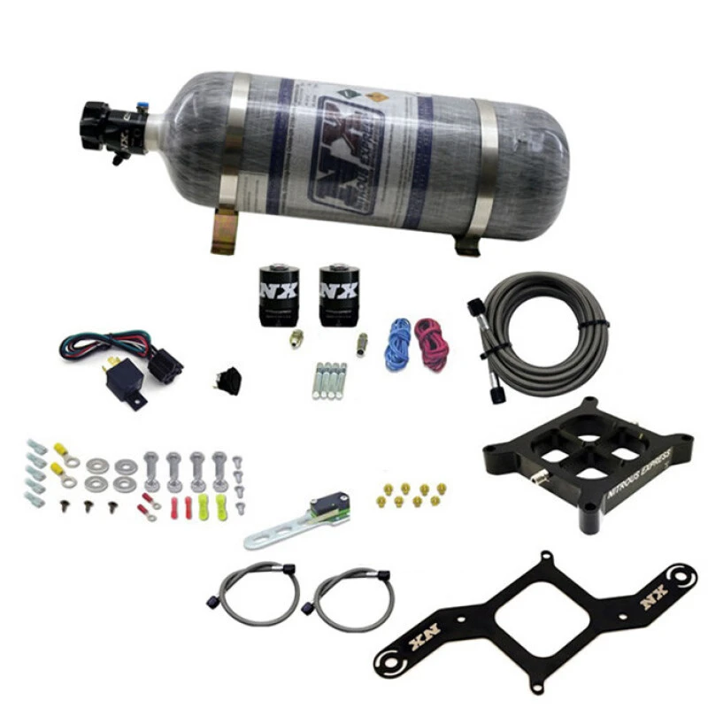 Nitrous Express 4150 Single Entry Billet Crossbar Nitrous Plate Kit (50-300HP) w/Composite Bottle