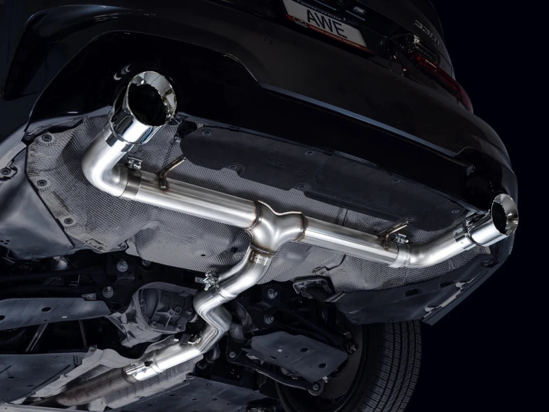 AWE 19-23 BMW 330i / 21-23 BMW 430i Base G2X Track Edition Axle Back Exhaust - Chrome Silver