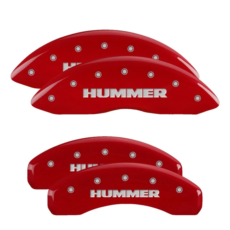 MGP 4 Bremssattel-Abdeckungen graviert vorne & hinten Hummer Rot finish silber ch