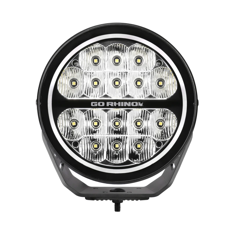 Go Rhino Xplor Blackout Serie Runde LED Fahrlicht mit DRL (Oberfläche/Gewindebuchse) 7 Zoll - Schwarz