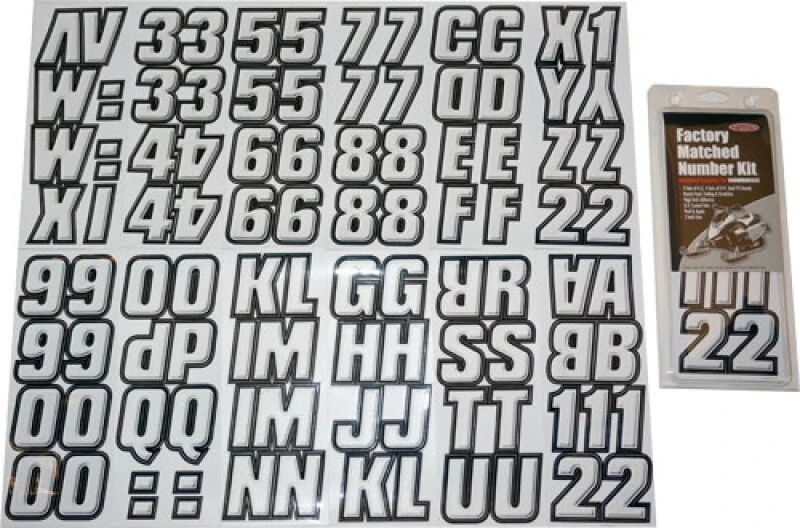 Hardline Snowmobile Lettering Registration Kit 2 in. - 500 White / Black