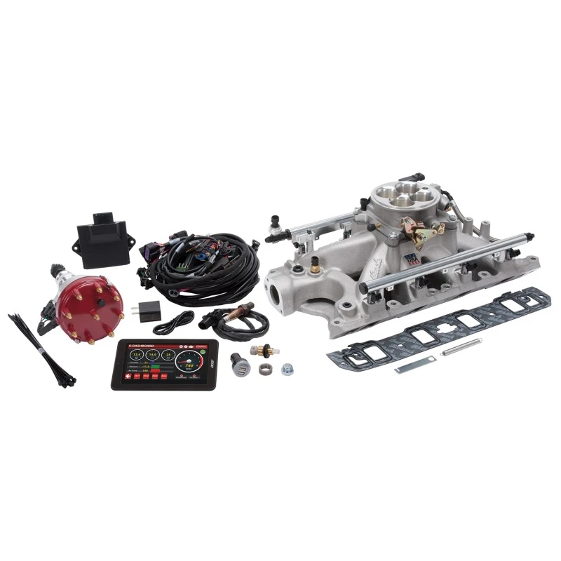 edelbrock_35930-6793239e00c2f Edelbrock Pro Flo 4 Fuel Injection Kit Seq Port Ford 289-302 ci 550 HP 29 LbHr Injectors Satin