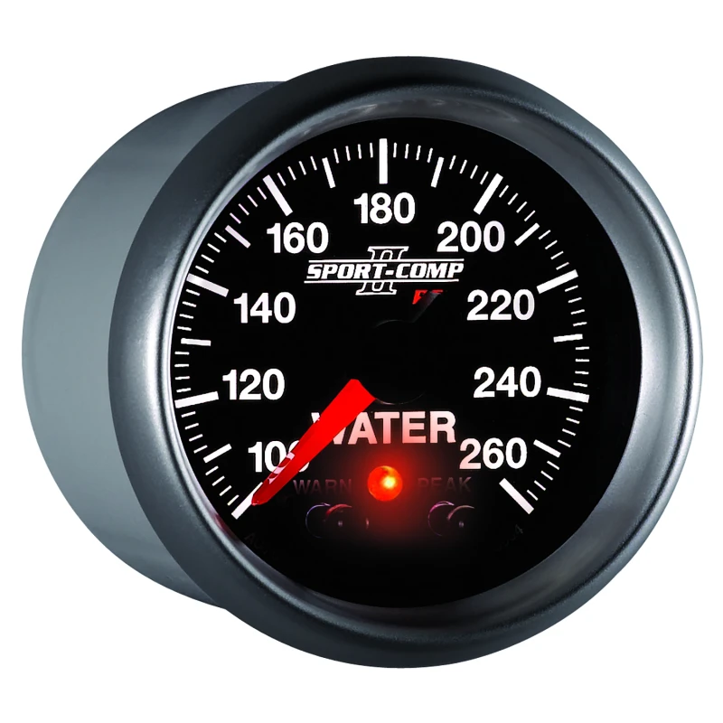 Autometer Sport-Comp II 52.4mm 100-260 Deg F Water Temp Peak & Warn w/ Electronic Control Gauge