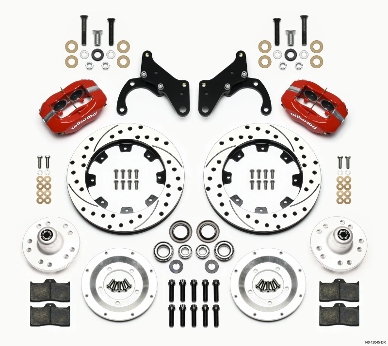 Wilwood Forged Dynalite Vorderes Bremse-Kit 12,19 Zoll gebohrt rot 69-70 Impala Trommel/Scheibe 69-82 Vette