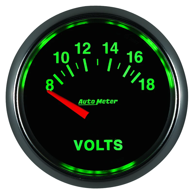 Autometer GS 52mm 8-18 Volts Short Sweep Electronic Voltmeter Gauge